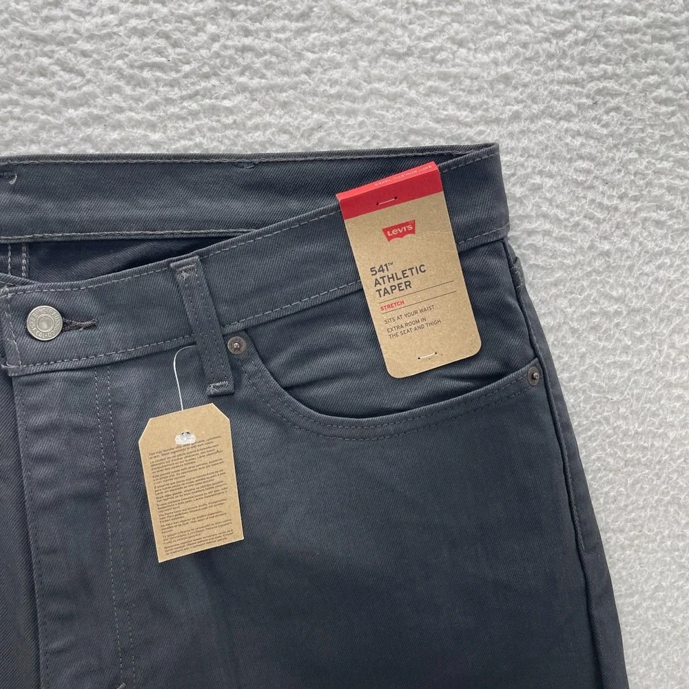 Levis 541 Jeans Mens 38x32 Gray Athletic Tapered Dark Wash Stretch Denim Casual
